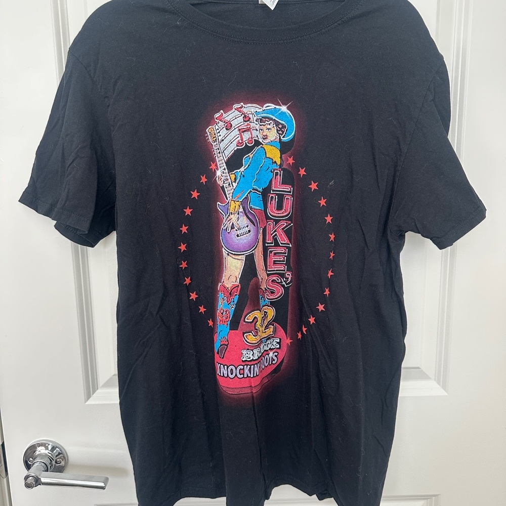 Black Graphic Luke’s (Luke Bryan Bar) T-Shirt with Colorful Design